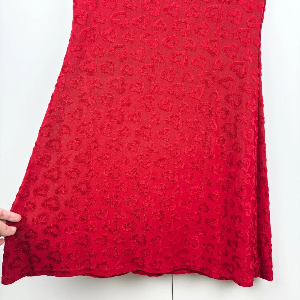 All That Jazz Heart Textured Red Y2K Vintage Cocktail Party Diva Glam Mini Dress